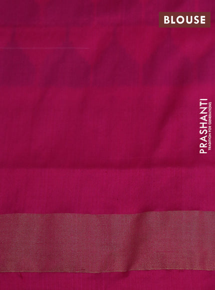 Pochampally silk saree off white and pink with ikat butta weaves and ikat style zari woven border