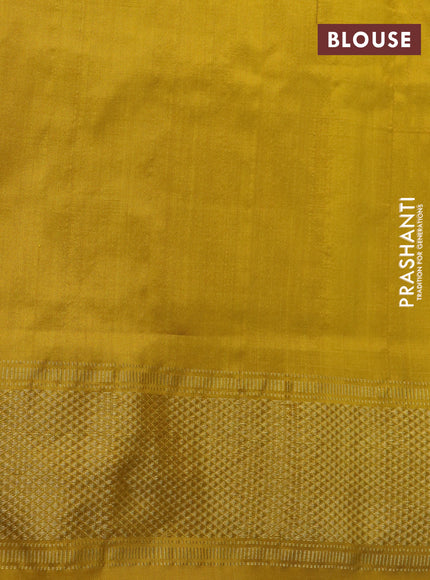 Pochampally silk saree grey and yellow with allover ikat weaves and zari woven border