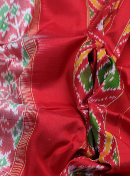 Pochampally silk saree red shade with allover ikat weaves and zari woven border