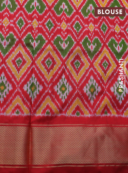 Pochampally silk saree red shade with allover ikat weaves and zari woven border