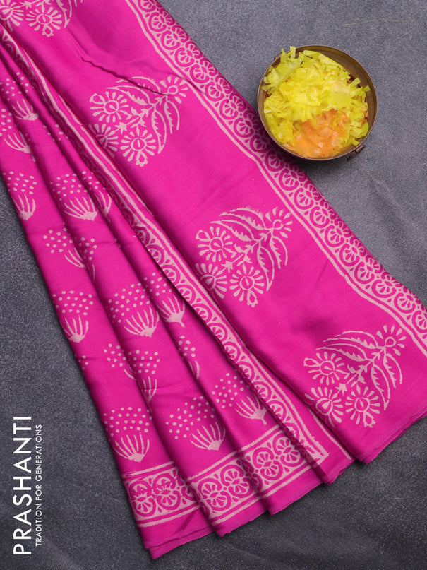 Modal silk saree pink with butta prints and printed border