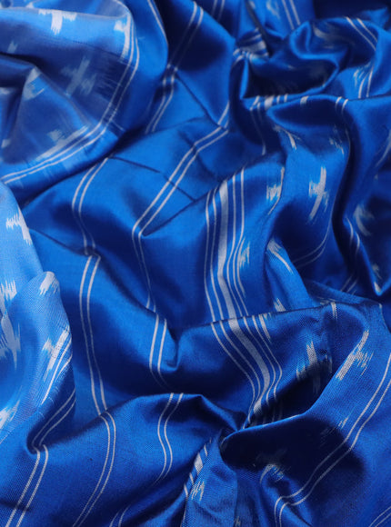 Pochampally silk saree blue and cs blue with allover ikat weaves and zari woven simple border