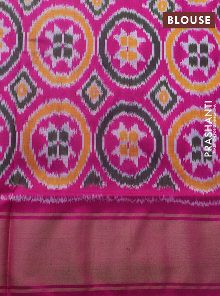 Pochampally silk saree cs blue and pink with allover ikat weaves and ikat style zari woven border