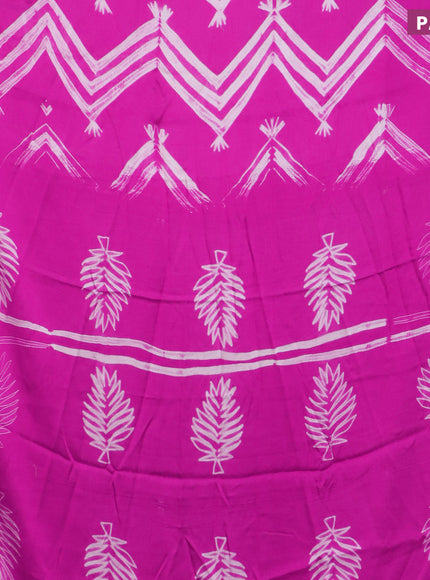 Modal silk saree pink with allover prints and printed border