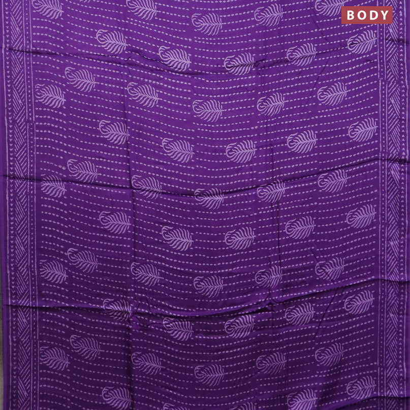 Modal silk saree violet with allover prints and printed border