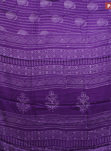 Modal silk saree violet with allover prints and printed border