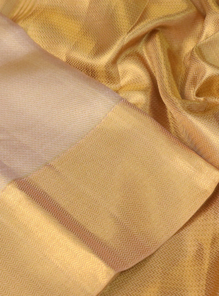 Pure kanchipuram tissue silk saree gold with allover zari woven brocade weaves and zari woven border