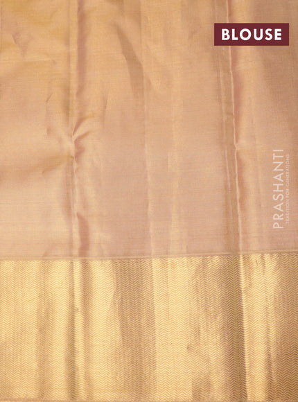 Pure kanchipuram tissue silk saree gold with allover zari woven brocade weaves and zari woven border