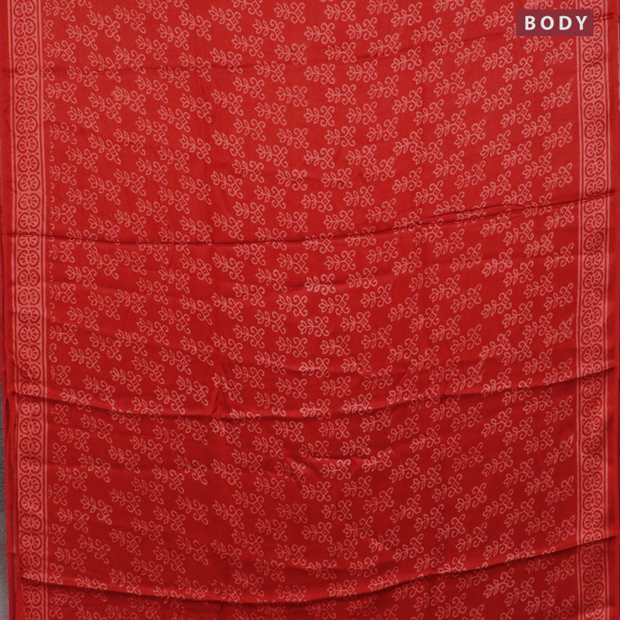 Modal silk saree red with allover prints and printed border