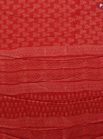 Modal silk saree red with allover prints and printed border