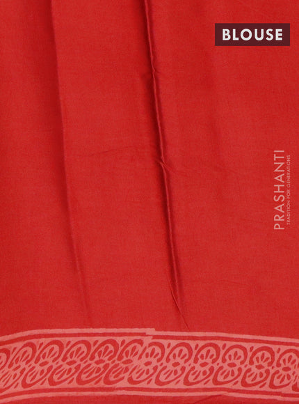 Modal silk saree red with allover prints and printed border