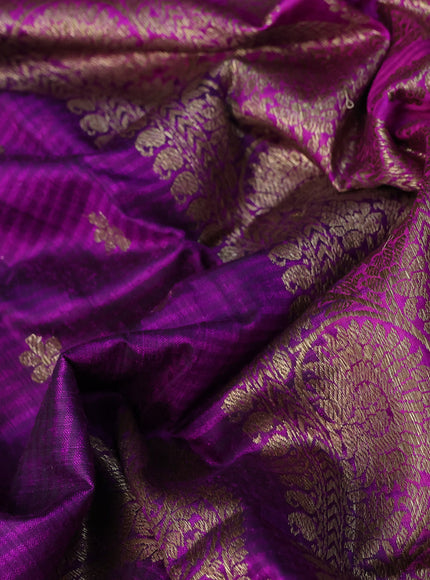 Banarasi dupion silk saree purple and pink with thread & zari woven buttas and woven border