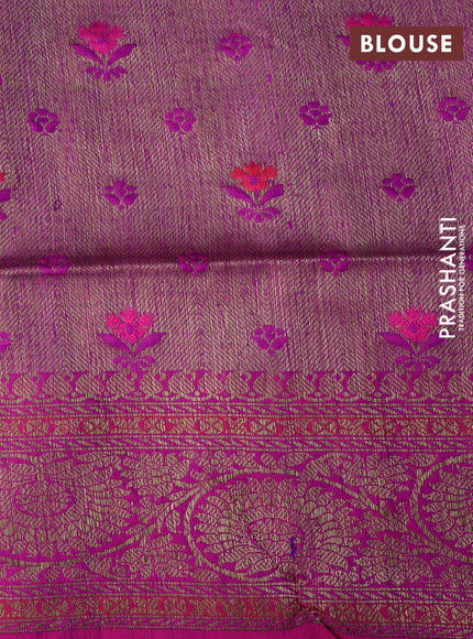 Banarasi dupion silk saree purple and pink with thread & zari woven buttas and woven border