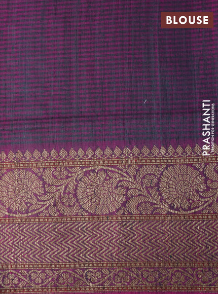 Banarasi dupion silk saree green and mangenta pink with allover thread & zari woven floral weaves and woven border