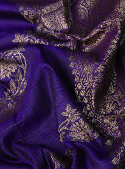 Banarasi dupion silk saree blue and purple with allover thread & zari woven floral weaves and woven border