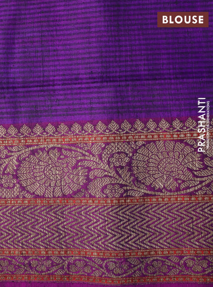 Banarasi dupion silk saree blue and purple with allover thread & zari woven floral weaves and woven border