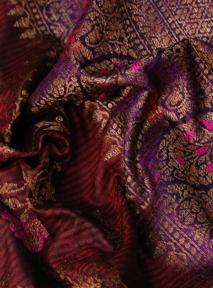 Banarasi dupion silk saree maroon and purple with thread & zari woven floral borcade weaves and woven border