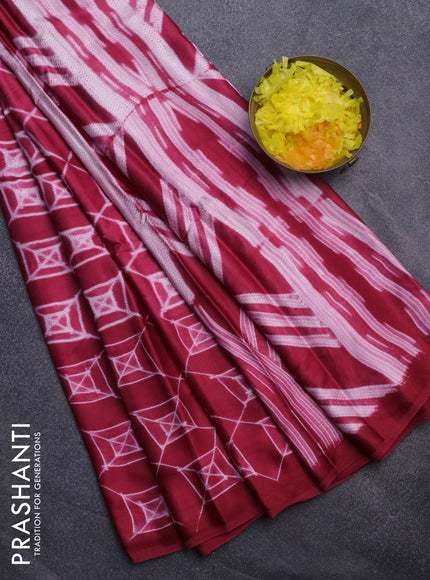 Modal silk saree maroon with allover prints and printed border