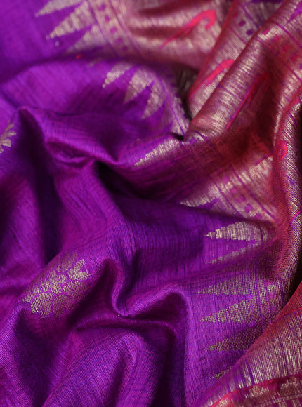 Banarasi dupion silk saree violet and magenta pink with zari woven floral buttas and floral design paithani style border