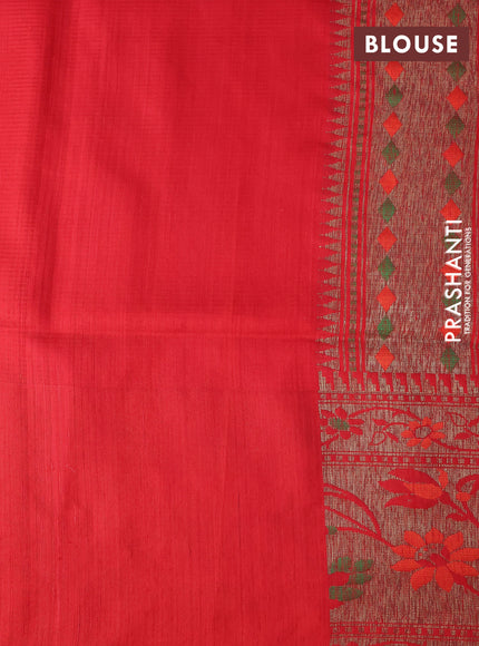 Banarasi dupion silk saree red and pink with zari woven buttas and floral design paithani style border