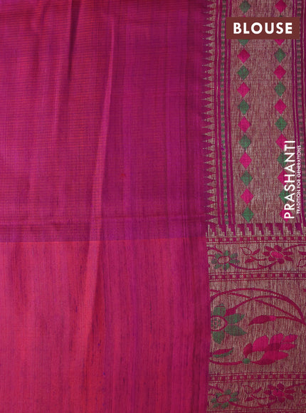 Banarasi dupion silk saree deep purple and pink with silver & gold zari woven buttas and floral design paithani style border