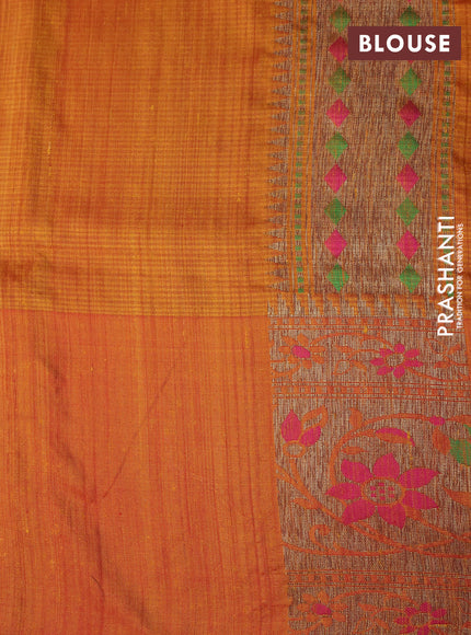 Banarasi dupion silk saree mustard yellow and pink with zari woven buttas and floral design paithani style border