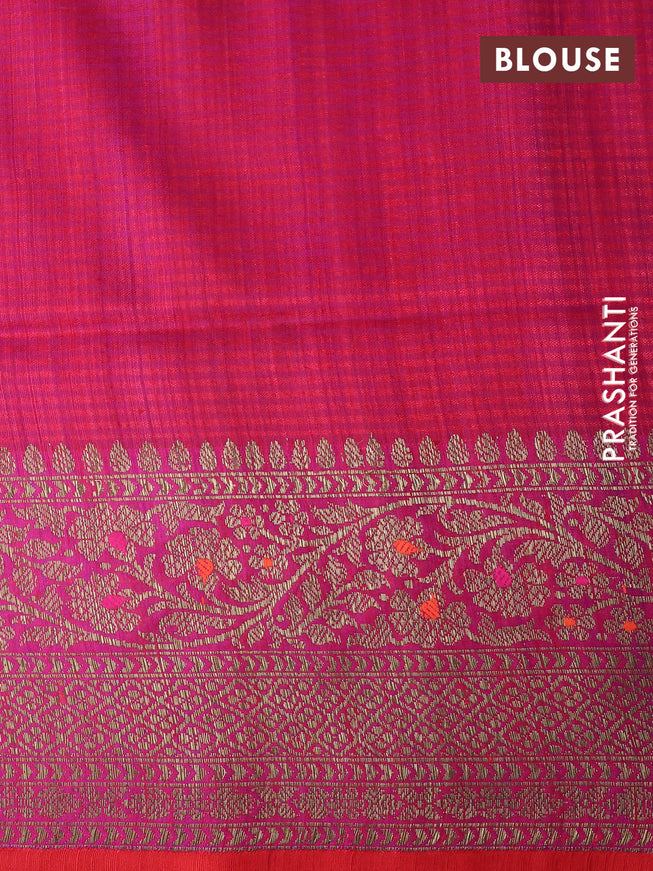 Banarasi dupion silk saree red and magenta pink with thread & zari woven buttas and woven border