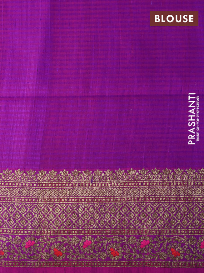 Banarasi dupion silk saree violet and magenta pink with thread & zari woven buttas and woven border