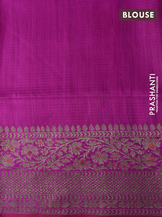 Banarasi dupion silk saree pink and magenta pink with thread & zari woven buttas and woven border