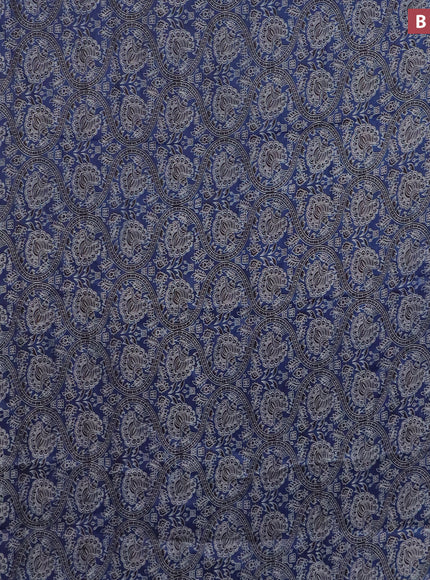 Modal silk saree blue and black with allover kalamkari prints and printed border