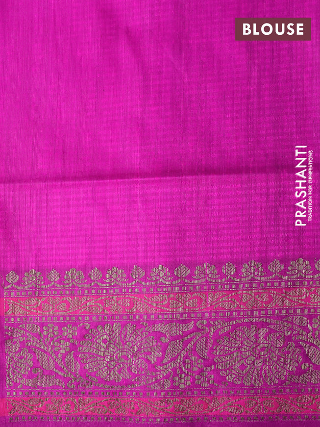 Banarasi dupion silk saree candy pink and magenta pink with thread & zari woven floral borcade weaves and woven border