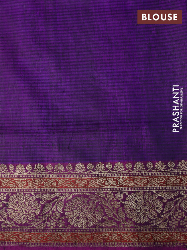 Banarasi dupion silk saree blue and magenta pink with thread & zari woven floral borcade weaves and woven border