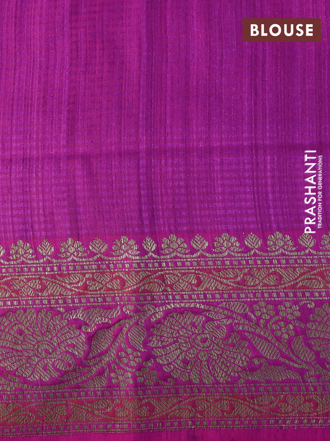 Banarasi dupion silk saree purple and magenta pink with thread & zari woven floral borcade weaves and woven border