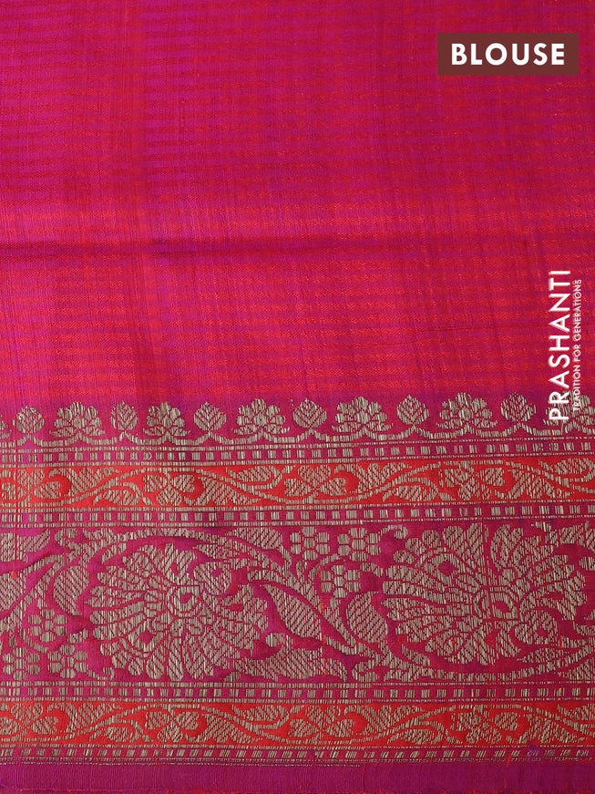 Banarasi dupion silk saree red and magenta pink with thread & zari woven floral borcade weaves and woven border