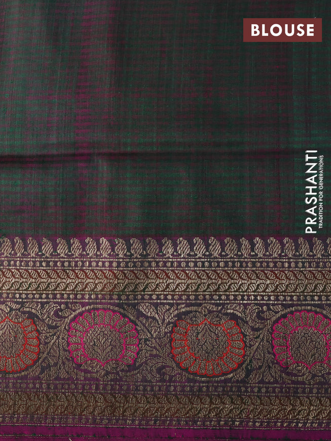 Banarasi dupion silk saree green and dual shade of greenish pink with thread & zari woven floral borcade weaves and woven border