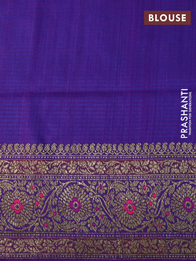 Banarasi dupion silk saree dual shade of bluish green and purple with thread & zari woven floral borcade weaves and woven border