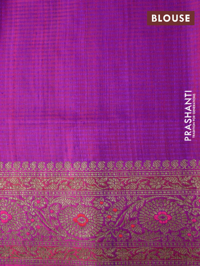 Banarasi dupion silk saree violet and magenta pink with thread & zari woven floral borcade weaves and woven border