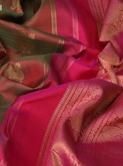 Pure kanchipuram silk saree manthulir green with allover zari weaves & annam buttas and zari woven border