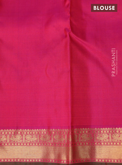 Pure kanchipuram silk saree manthulir green with allover zari weaves & annam buttas and zari woven border