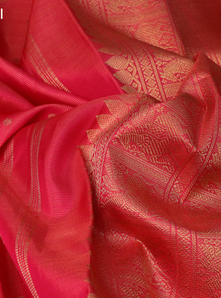 Pure kanchipuram silk saree pink and green with allover zari weaves & buttas and zari woven border