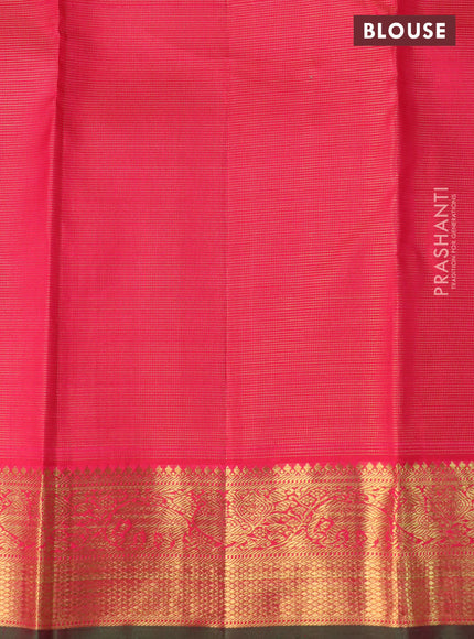 Pure kanchipuram silk saree pink and green with allover zari weaves & buttas and zari woven border