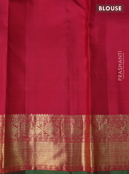 Pure kanchipuram silk saree maroon and green with allover zari weaves & annam buttas and annam & paisley zari woven border