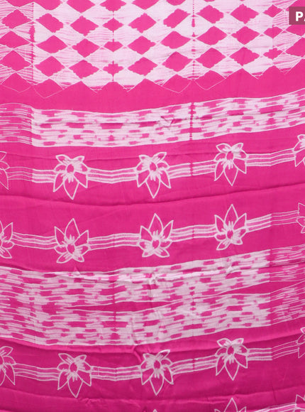 Modal silk saree pink and off white with geometric prints and printed border