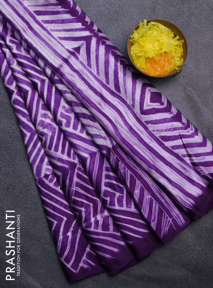 Modal silk saree violet with allover prints and printed border