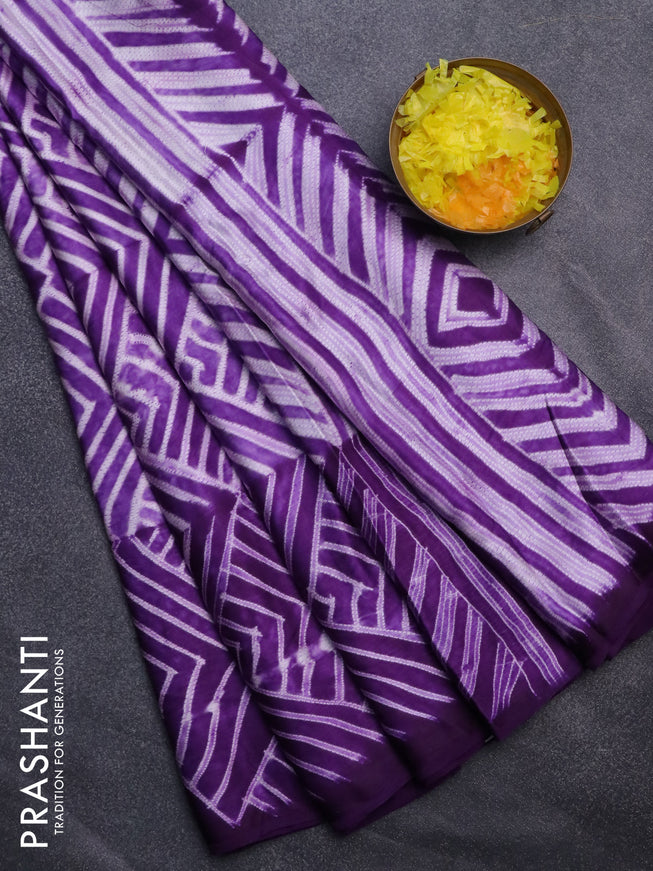 Modal silk saree violet with allover prints and printed border