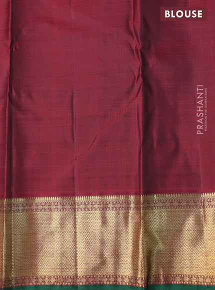 Pure kanchipuram silk saree grey shade and green with allover small zari checks & buttas and zari woven border