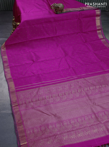 Pure kanchipuram silk saree pink and dual shade of green with zari woven buttas and zari woven border