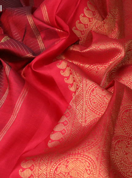 Pure kanchipuram silk saree maroon and red with allover zari weaves & annam buttas and annam zari woven border