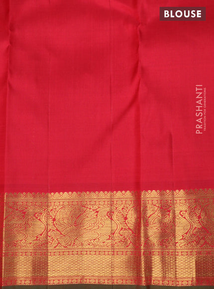 Pure kanchipuram silk saree maroon and red with allover zari weaves & annam buttas and annam zari woven border