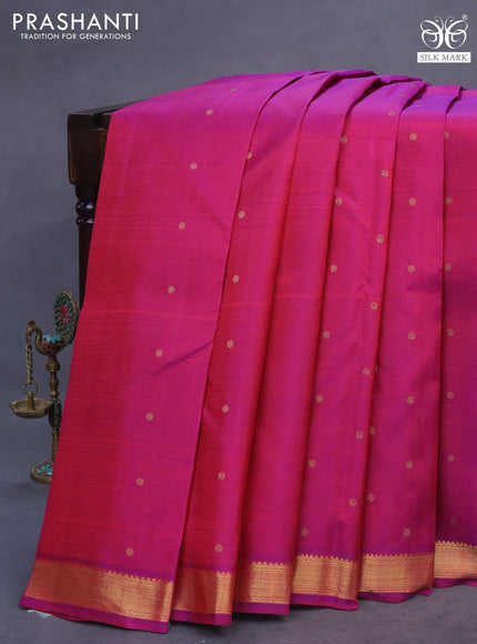 Pure kanchipuram silk saree dual shade of purple with allover zari woven buttas and zari woven border